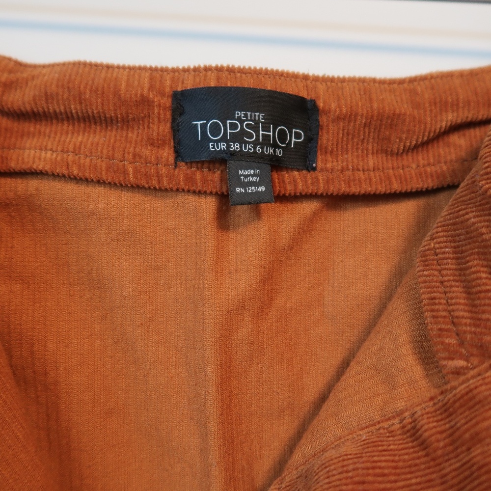 Topshop Button Front Corduroy A-line Skirt Size 6P - Picture 4 of 6